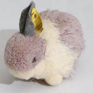 Vintage Steiff Wool Gray & White Pompom Rabbit 7155/08 4.5" Germany 1969-77